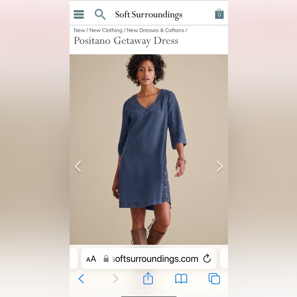 Soft Surroundings Denim Blue Positano Dress Size Small